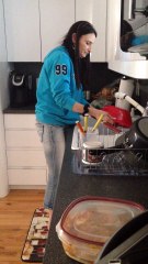Barbata washing dishes during Labor Day weekend get together. 9/3/16