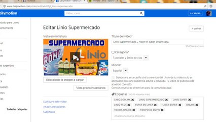 Como  personalizar la miniatura a tu vídeo en Dailymotion