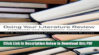 [Read] Doing Your Literature Review: Traditional and Systematic Techniques Ebook Free