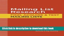 PDF MAILING LIST RESEARCH: How to Find, Acquire and Test Mailing Lists (Direct Mail Tutorials Book