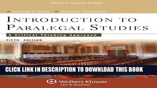 [PDF] Introduction to Paralegal Studies: A Critical Thinking Approach, Fifth Edition (Aspen