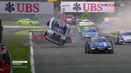 Porsche Super Cup 2016 Monza Race Cullen flips