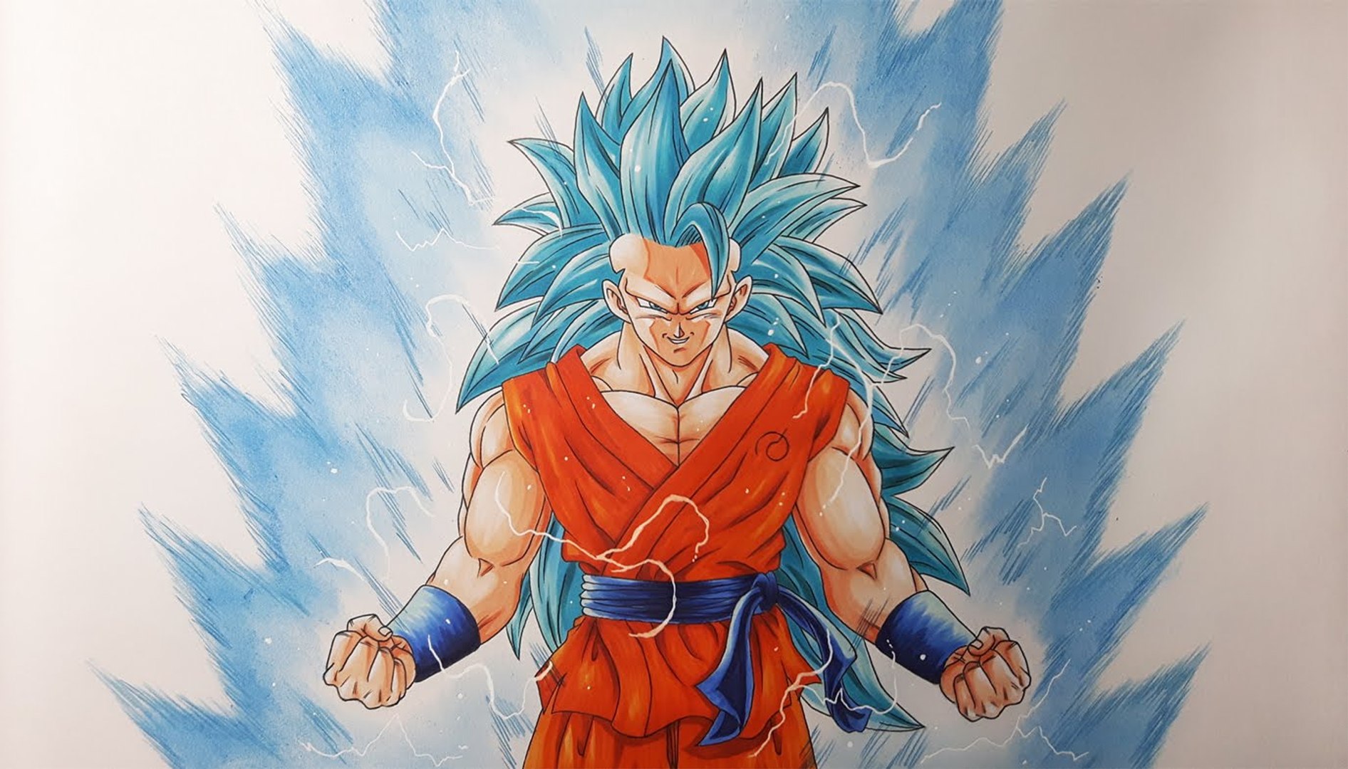 Drawing Goku Super Saiyan Blue kaioken x10 