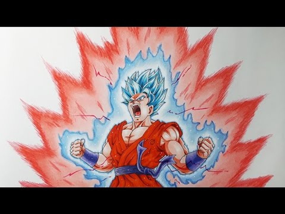  Dessiner Goku Super Saiyajin Azul kaioken x1