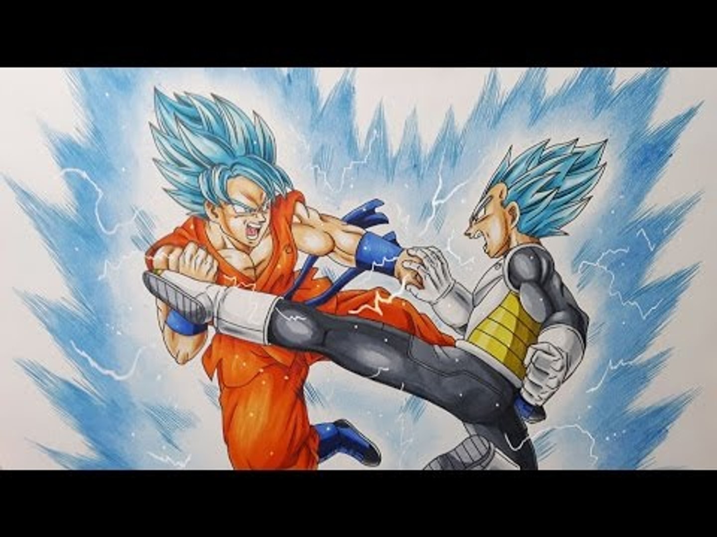 Dessiner Goku Vs Vegeta Super Saiyans Blue