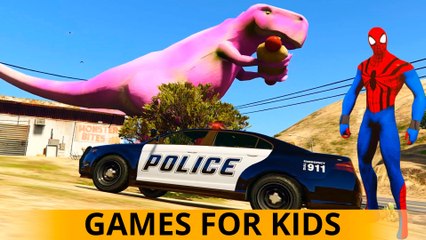 CARS Cartoon with Spiderman - Police Car for Kids Nursery Rhymes Songs for Children