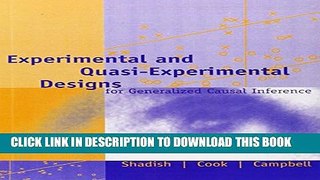 New Book Experimental and Quasi-Experimental Designs for Generalized Causal Inference