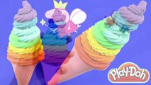 Peppa Pig & Play doh frozen! - Create ice cream rainbow with playdoh clay toys