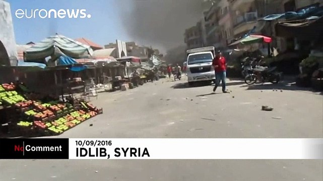 Syria: Young child being rescued – Jets struck a market place
