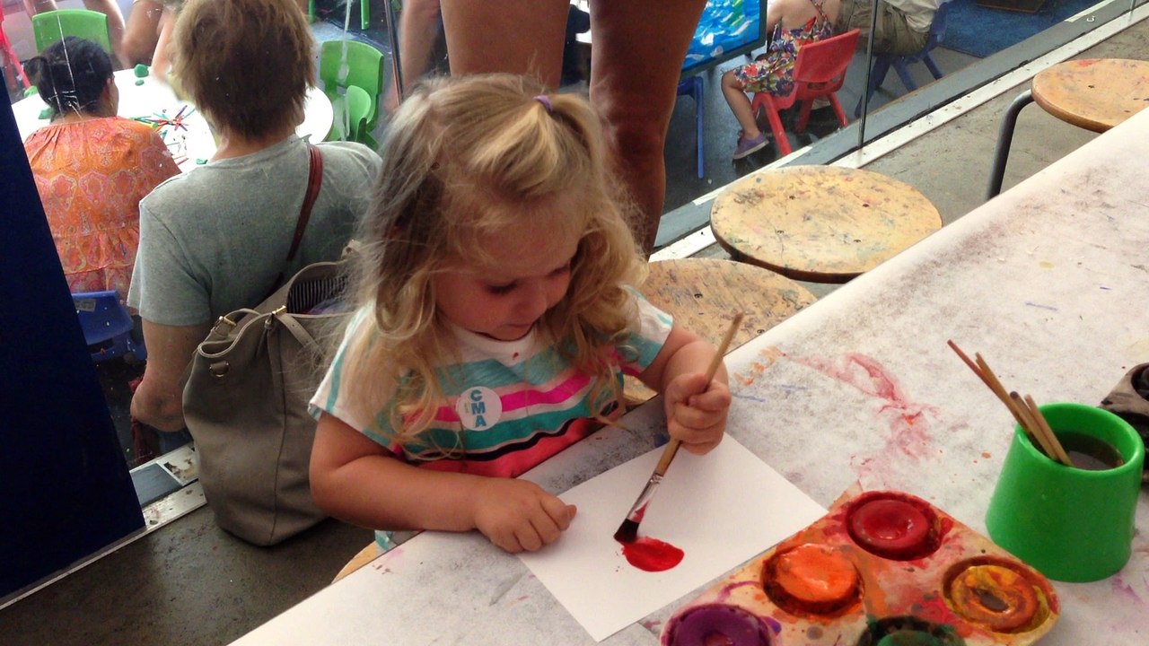 Bella painting at the Children's Museum in Tribeca