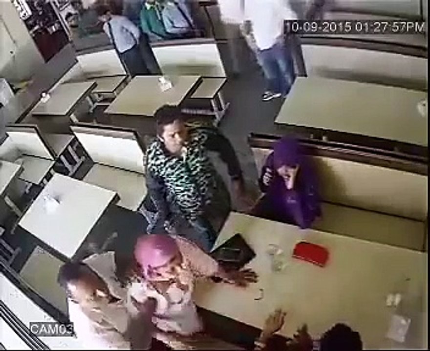 A girl caught by family
