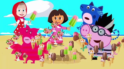 Masha and Dora Cry At Beach When lost her Ice Cream
