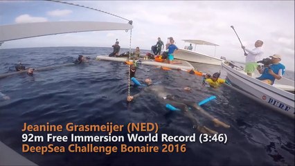 [HD] Jeanine Grasmeijer new world record Free Immersion -92 meters