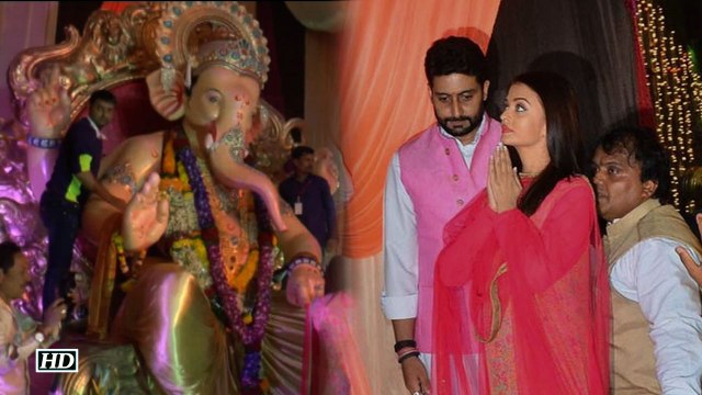 Abhishek Aishwarya Offer Prayers To Lord Ganesha