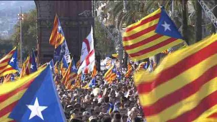 La manifestación de la Diada, con menos asistencia que otros años, reúne a miles de personas en Cataluña