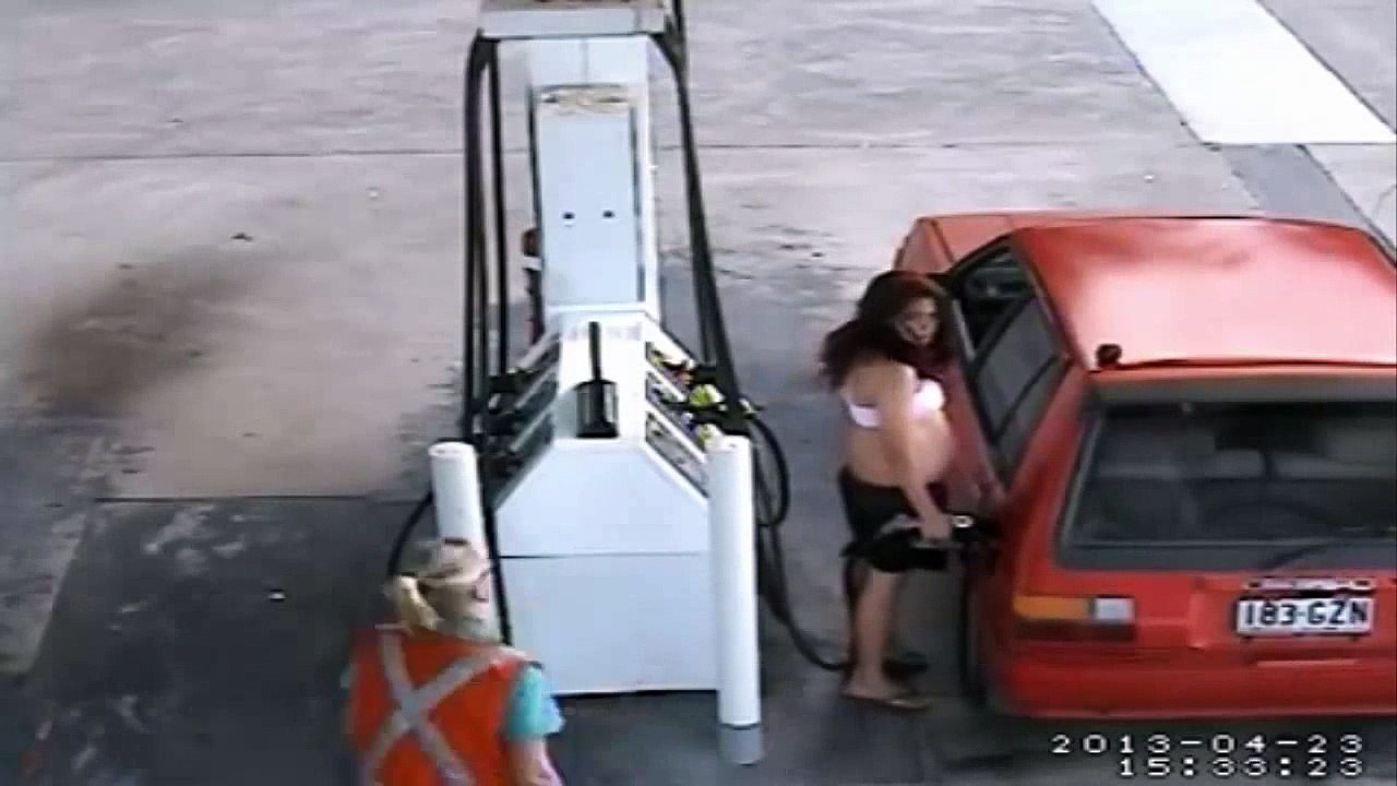 Lady Caught Stealing Gas Fail __ Gas Station Gas Thief