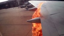 Quand le réacteur de ton avion prend feu au moment du décollage ! Flippant non