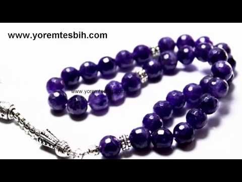 Yörem Ametist Taşı Doğal Taş Tesbih 10 mm Faset Kesim