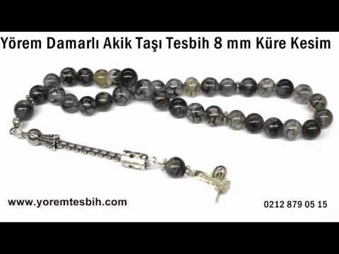 Yörem Damarlı Akik Taşı Tesbih 8 mm Küre Kesim