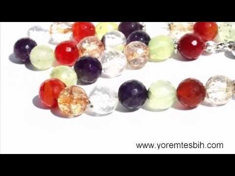 Yörem Ametist Akik Aventurin Sitrin Kuvars Taşı Tesbih 10 mm Faset Kesim