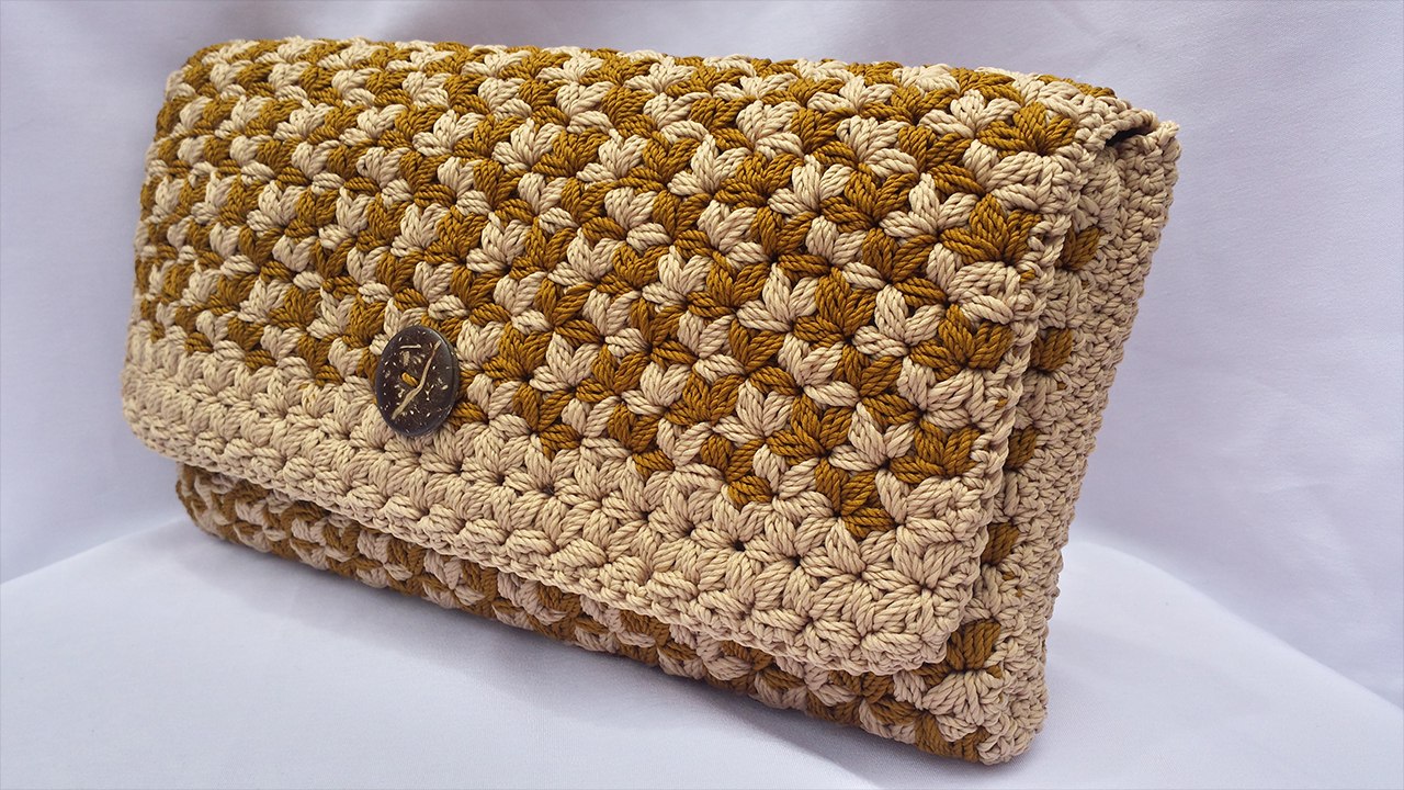 Cara Merajut Dompet Tangan Motif Melati