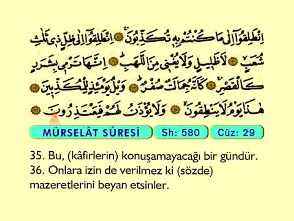 85. Mürselat - Arapça Okunuşlu - Mealli Kur'an-ı Kerim Hatim Seti