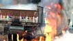 Buses set on fire during riots in India