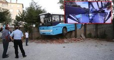 Halk Otobüsünün Kaza Anı Güvenlik Kamerasına Yansıdı