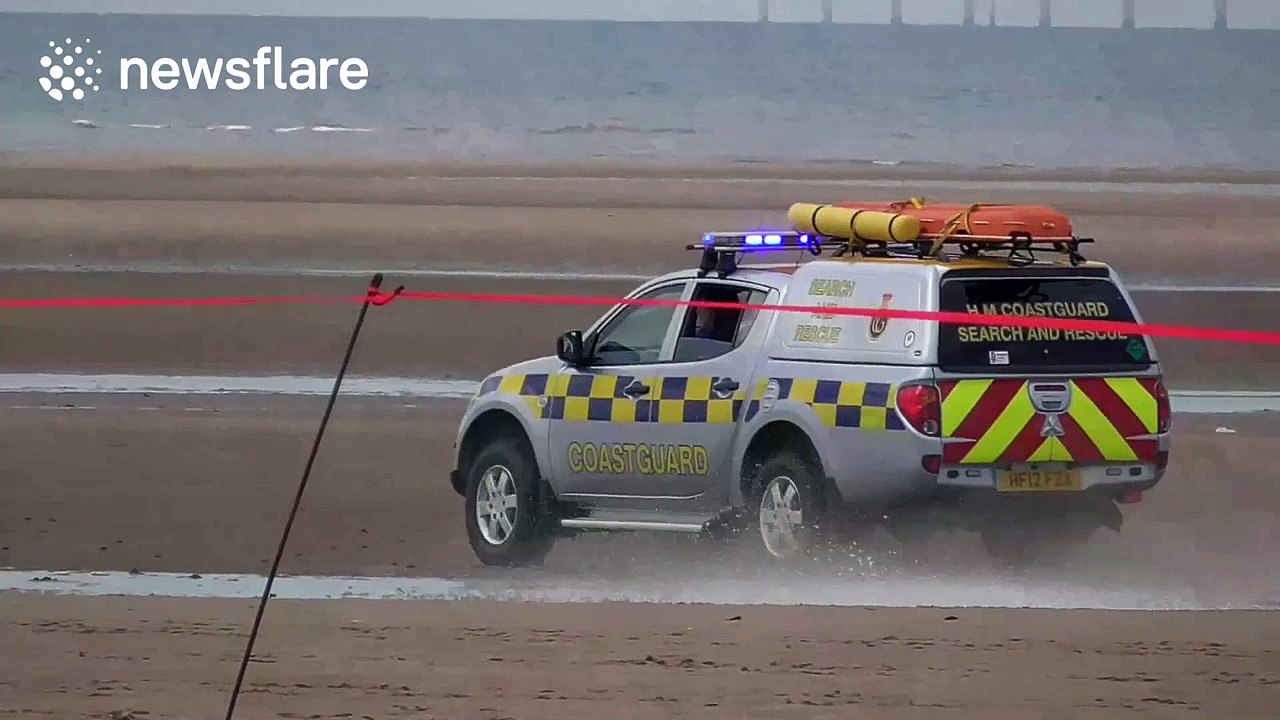 Man swims onto 'shut-off' beach during airshow