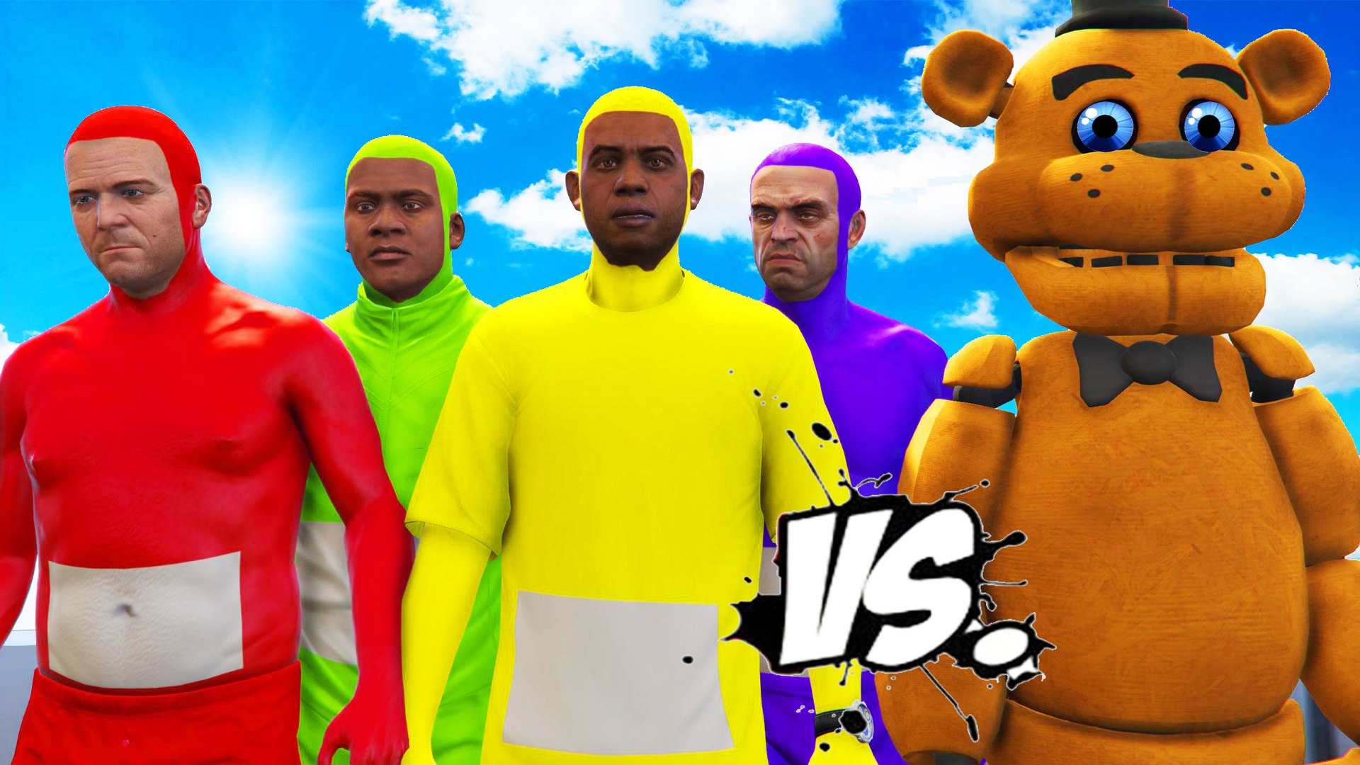 Teletubbies Team Vs Freddy Fazbear Five Nights At Freddy S Great Battle Video Dailymotion - tinky winky shirt roblox