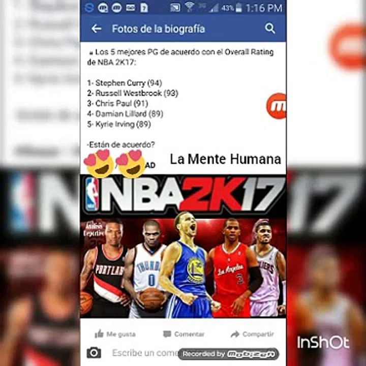 Los 5 mejores PG de acuerdo con el Overall Rating - NBA - 2k17