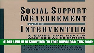 New Book Social Support Measurement and Intervention: A Guide for Health and Social Scientists