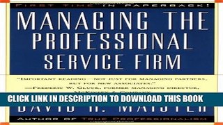 New Book Managing The Professional Service Firm