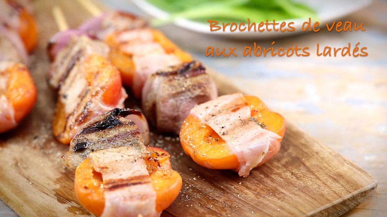 Recette de brochettes de veau aux abricots lardés