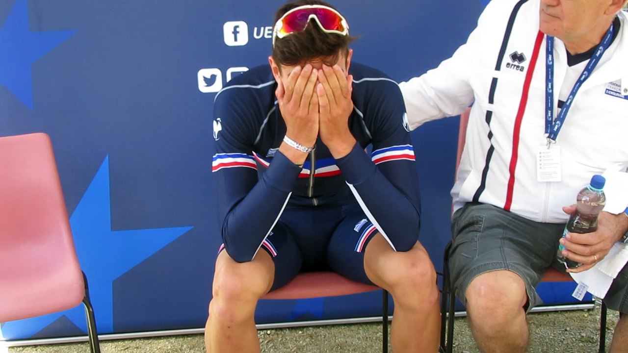 Alexys Brunel, en pleurs, est Champion d'Europe Juniors CLM