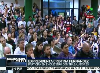 Argentina: expresidenta Cristina participa en reunión con trabajadores