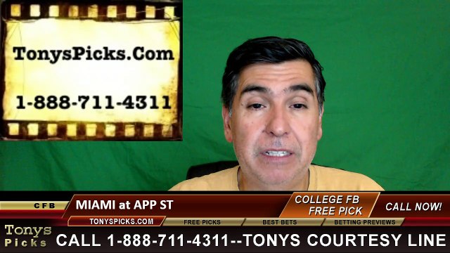 Appalachian St Mountaineers vs. Miami Hurricanes Free Pick Prediction NCAA College Football Odds Preview 9/17/2016