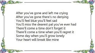 Sarah Vaughan - After You've Gone Lyrics