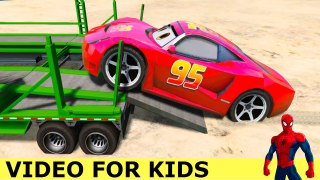Classic Lightning McQueen Transportation with Spiderman! Disney Cars for Kids Nursery Rhymes Songs 1