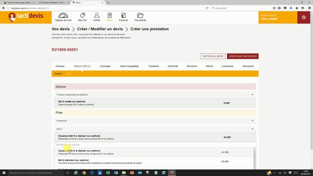 Comment enregistrer un devis pour des travaux BA13 plafond