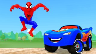 FUNNY GREEN MCQUEEN CARS Colors & HULK Mickey Mouse + Spiderman VENOM Woody + Finger Family