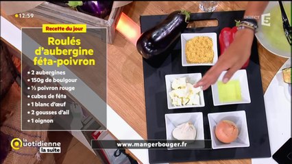 La recttte de Farida : Roulés d'aubergine féta-poivron-boulgour