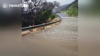 Great Ocean Road flooded after heavy rainfall