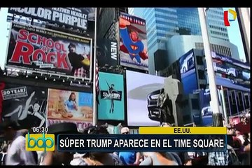 EEUU: ‘Súper Trump’ aparece en el Times Square