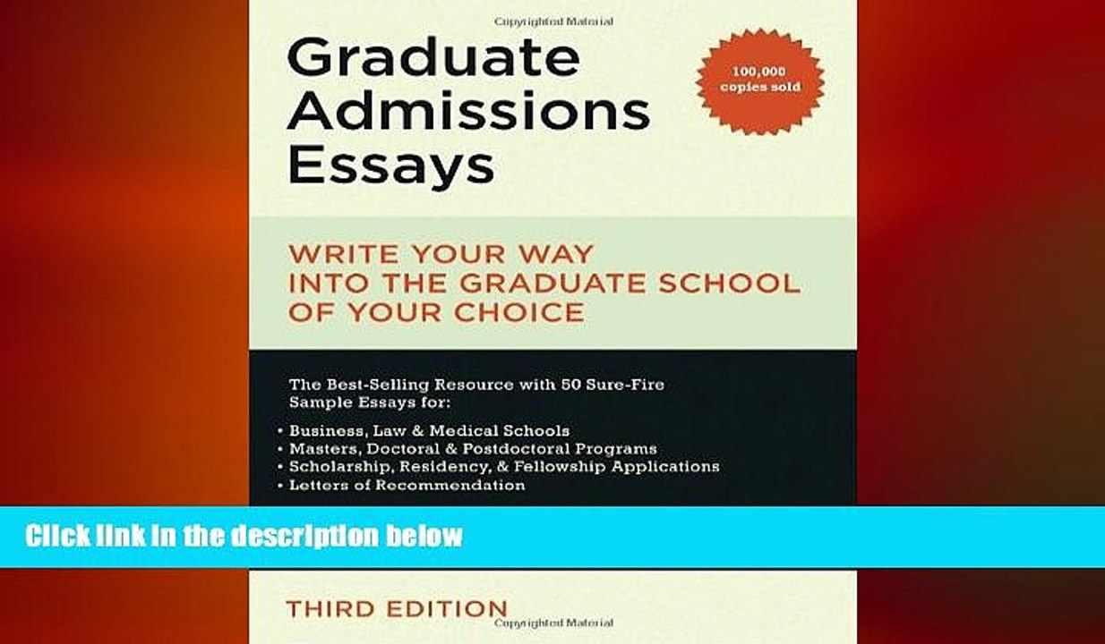 Big Deals  Graduate Admissions Essays: Write Your Way into the Graduate School of Your Choice