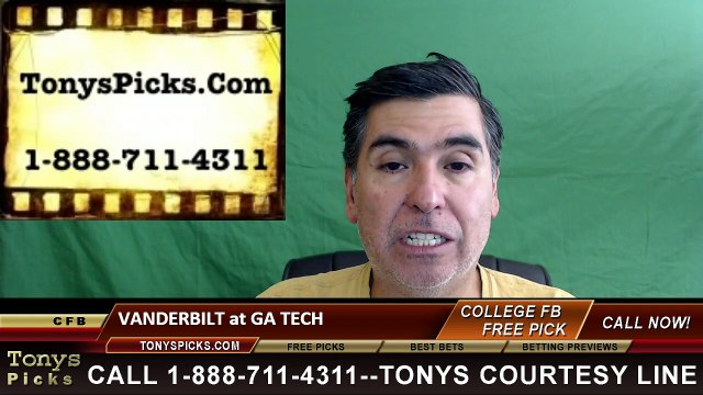 Georgia Tech Yellow Jackets vs. Vanderbilt Commodores Free Pick Prediction NCAA College Football Odds Preview 9/17/2016