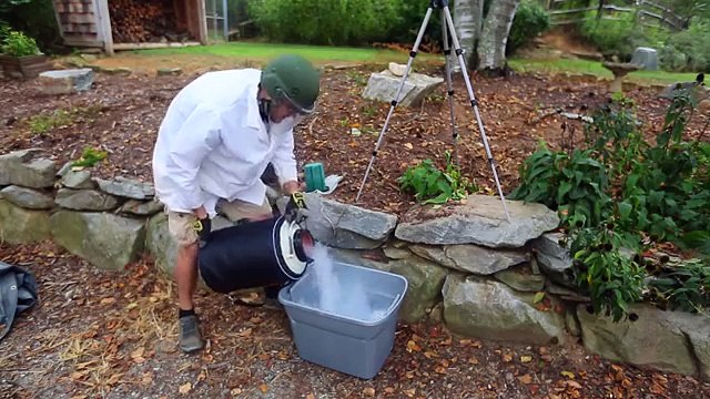 Liquid Nitrogen Into boiling water spilled What happens if?