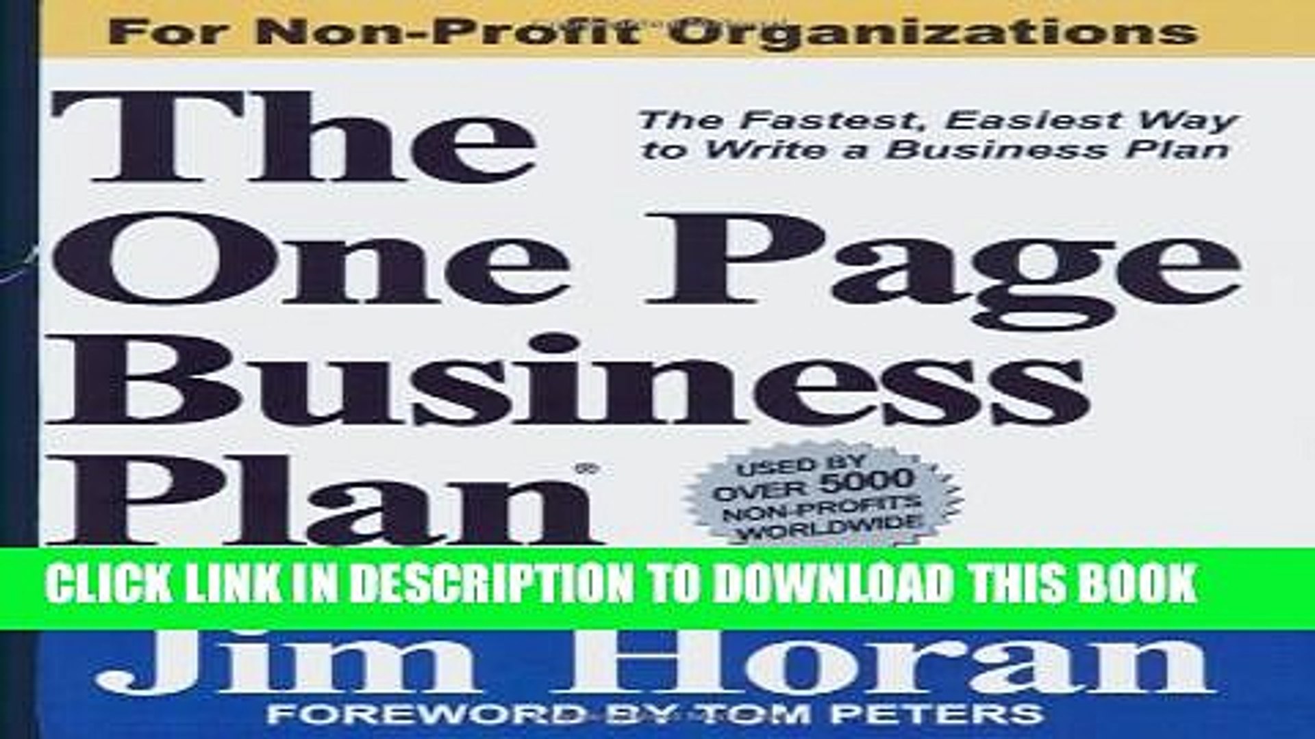 Collection Book The One Page Business Plan for Non-Profit Organizations