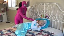 FROZEN ANNA LOSES HER HAIR W_ ELSA SPIDERMAN PINK SPIDERGIRL VS MERMAID MALEFICENT-P34NaaYb1Uk