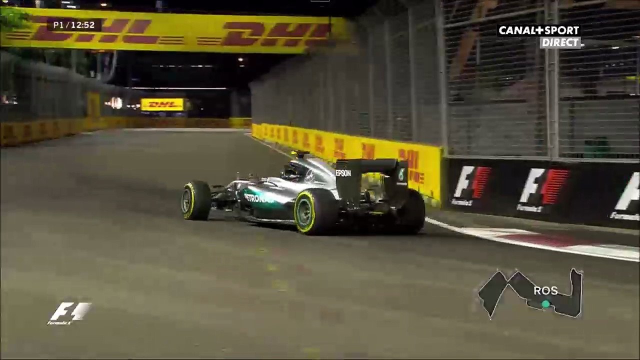 Formula 1 Singapore 2016 FP1 Rosberg Crashes